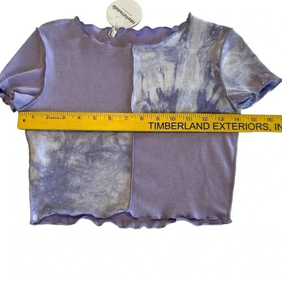 Colorful Natalie Y2K Patchwork Sequin Purple Crop Top Women’s Size Small NWT - Picture 7 of 7